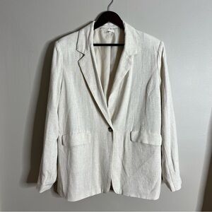 Beivy Size Large Linen Blend Cream Tan Single Button Blazer HC